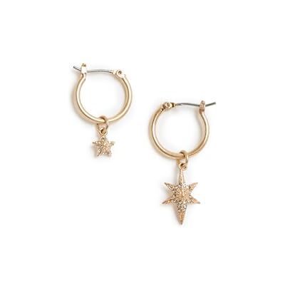 AllSaints Pendientes de aro con charm de estrella celestial de . Pendientes hipoalergénicos colgantes con cierre de clic. Color blanco AllSaints Pendientes de aro con charm de estrella celestial de . Pendientes hipoalergénicos colgantes con cierre de clic. Color blanco