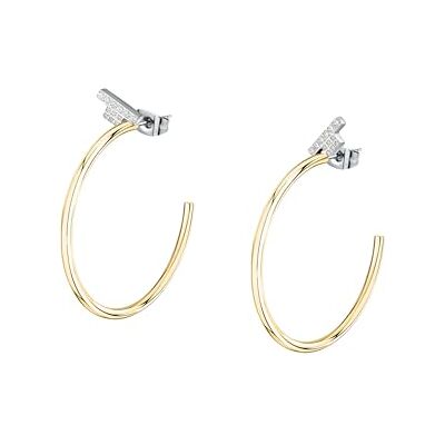 Trussardi TJAXC31 Pendientes para mujer de acero y circonita, diseño de logotipo Trussardi TJAXC31 Pendientes para mujer de acero y circonita, diseño de logotipo