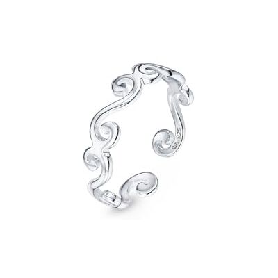 Amberta Anillo Pie Plata de Ley 925 Joyas para Verano Mujer Boho Ola Hoja Flor Corazón Delfín Corona Amberta Anillo Pie Plata de Ley 925 Joyas para Verano Mujer Boho Ola Hoja Flor Corazón Delfín Corona