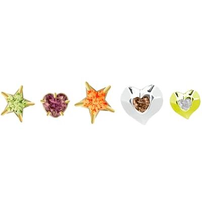 Crocs Paquete de 5 dijes unisex para zapatos de estrellas y corazones, multicolor, talla única, multicolor, Talla única Crocs Paquete de 5 dijes unisex para zapatos de estrellas y corazones, multicolor, talla única, multicolor, Talla única