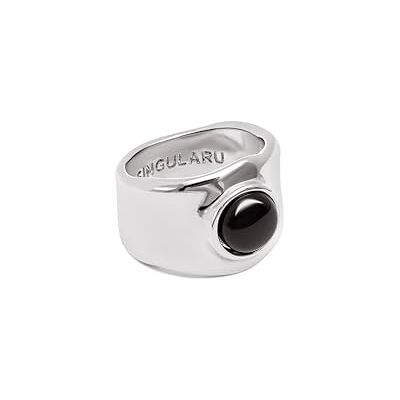 SINGULARU Anillo My Onyx. Latón Macizo con Acabado Baño de Rodio y Piedra Onix. Joyas para Mujer. Talla 16 SINGULARU Anillo My Onyx. Latón Macizo con Acabado Baño de Rodio y Piedra Onix. Joyas para Mujer. Talla 16