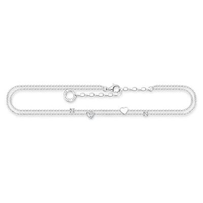 Thomas Sabo -L27V Tobillera para mujer (plata de ley 925, con circonitas cúbicas, 22-27 cm), diseño de corazones y piedras blancas, 22-27 cm, Plata de ley, Circonita cúbica Thomas Sabo -L27V Tobillera para mujer (plata de ley 925, con circonitas cúbicas, 22-27 cm), diseño de corazones y piedras blancas, 22-27 cm, Plata de ley, Circonita cúbica