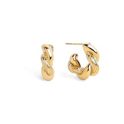 SINGULARU Pendientes Aro Mini Twist Rope. Acero Inoxidable o en Acero con Baño en Oro 8Kt. Cierre Tuerca a Presión. Joyas para Mujer SINGULARU Pendientes Aro Mini Twist Rope. Acero Inoxidable o en Acero con Baño en Oro 8Kt. Cierre Tuerca a Presión. Joyas para Mujer