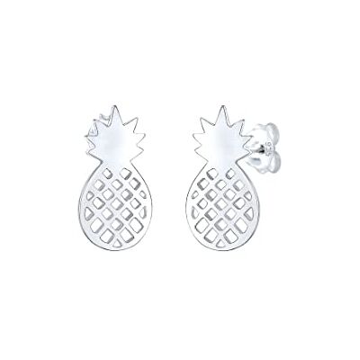 Elli Pendientes para mujer, pendientes de piña, fruta, tendencia de verano, en plata de ley 925, sin gema Elli Pendientes para mujer, pendientes de piña, fruta, tendencia de verano, en plata de ley 925, sin gema