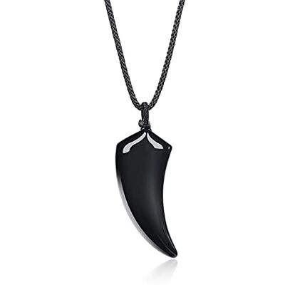 COAI Collar con Colgante Amuleto de Protección Diente de Lobo de Piedra Semipreciosa Natural COAI Collar con Colgante Amuleto de Protección Diente de Lobo de Piedra Semipreciosa Natural