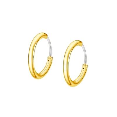 Lotus Pendientes Aro Hombre Aros Acero Inoxidable 316L, Cierre Seguro, Ligeros, Cómodos y Resistentes, Aros Hombre Dorados 18.00 mm Lotus Pendientes Aro Hombre Aros Acero Inoxidable 316L, Cierre Seguro, Ligeros, Cómodos y Resistentes, Aros Hombre Dorados 18.00 mm