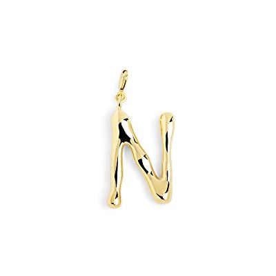 SINGULARU Charm Letter XL. Colgante Inicial en Latón con Acabado Baño de Oro de 18 Kt. Combinable con Collar. Joyas para Mujer. Letra N SINGULARU Charm Letter XL. Colgante Inicial en Latón con Acabado Baño de Oro de 18 Kt. Combinable con Collar. Joyas para Mujer. Letra N
