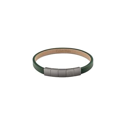 Calvin Pulsera para Hombre Colección MINIMALISTIC SQUARES con Cuero Verde y Cierre de Acero Inoxidable , Green Calvin Pulsera para Hombre Colección MINIMALISTIC SQUARES con Cuero Verde y Cierre de Acero Inoxidable , Green