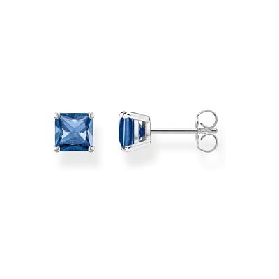 Thomas Sabo Pendientes para mujer en color plata de ley 925 con circonita azul, tamaño: 6 x 6 mm, , 6x6 mm, Plata de ley, Circonia cúbica 1 Thomas Sabo Pendientes para mujer en color plata de ley 925 con circonita azul, tamaño: 6 x 6 mm, , 6x6 mm, Plata de ley, Circonia cúbica 1