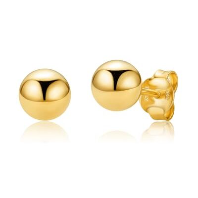 MIORE Pendientes Mujer Plata Chapados Oro de 18 Quilates o Pendientes Oro Blanco/Rosa/Amarillo, Botón/Bola, Piercing Oreja Dorado 5MM / 6MM, Joyería Hipoalergénica Mujer/Hombre, Joya con Joyero MIORE Pendientes Mujer Plata Chapados Oro de 18 Quilates o Pendientes Oro Blanco/Rosa/Amarillo, Botón/Bola, Piercing Oreja Dorado 5MM / 6MM, Joyería Hipoalergénica Mujer/Hombre, Joya con Joyero