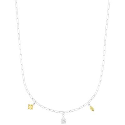 amor collar con colgante Collar para señora de plata de ley 925, con cristal, 42+3 cm, gris, se entrega en joyero de regalo, amor collar con colgante Collar para señora de plata de ley 925, con cristal, 42+3 cm, gris, se entrega en joyero de regalo,