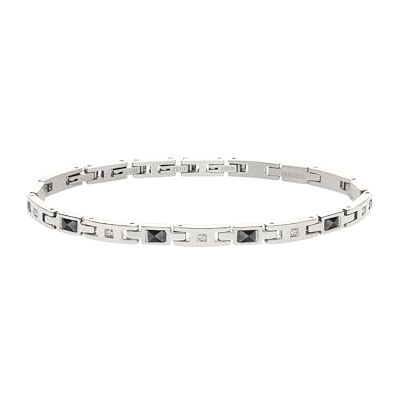 BREIL CERAMIC BRICK Pulsera para hombre de acero inoxidable y cerámica en color plateado con circonitas blancas y negras, con cierre plegable, longitud: 22 cm, Länge: 22 cm, Acero inoxidable, BREIL CERAMIC BRICK Pulsera para hombre de acero inoxidable y cerámica en color plateado con circonitas blancas y negras, con cierre plegable, longitud: 22 cm, Länge: 22 cm, Acero inoxidable,