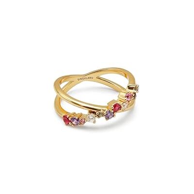 SINGULARU Anillo Estellar Cross. Latón con Baño en Oro de 18 Kt y Circonita. Joyas Para Mujer. Talla 10-18. SINGULARU Anillo Estellar Cross. Latón con Baño en Oro de 18 Kt y Circonita. Joyas Para Mujer. Talla 10-18.