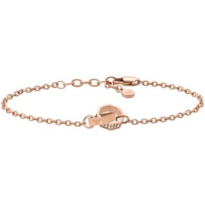 Giorgio Armani Pulsera de mujer de acero inoxidable o latón con cierre de langosta en tono oro rosa Giorgio Armani Pulsera de mujer de acero inoxidable o latón con cierre de langosta en tono oro rosa