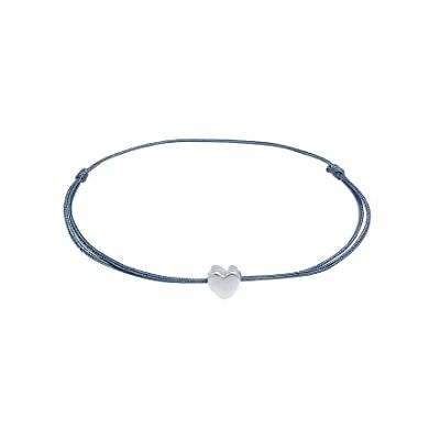 Elli Pulseras Mujeres corazón colgante elástico básico con azul de nylon en plata de ley 925 Elli Pulseras Mujeres corazón colgante elástico básico con azul de nylon en plata de ley 925