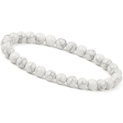 Unique Pulsera elástica de perlas para mujer, 6 mm, piedra natural, piedra curativa y energía, fabricada en Alemania (turquesa blanca) Unique Pulsera elástica de perlas para mujer, 6 mm, piedra natural, piedra curativa y energía, fabricada en Alemania (turquesa blanca)