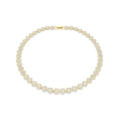 Swarovski Collar Tennis Una Angelic, Cristales Grandes en Talla Redonda, Pavé Transparente, Baño en Tono Oro, Colección Una, Blanco Swarovski Collar Tennis Una Angelic, Cristales Grandes en Talla Redonda, Pavé Transparente, Baño en Tono Oro, Colección Una, Blanco