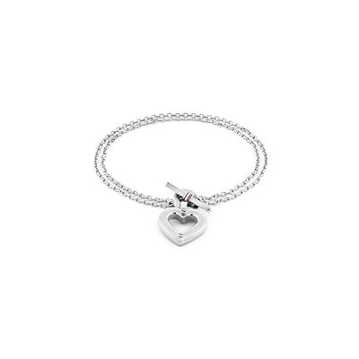 Tommy Hilfiger Jewelry Pulsera de Doble Cadena para Mujer en Acero Inoxidable con un Charm con Forma de Corazón , BRACELET, Silver Tommy Hilfiger Jewelry Pulsera de Doble Cadena para Mujer en Acero Inoxidable con un Charm con Forma de Corazón , BRACELET, Silver