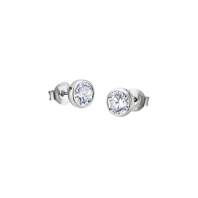 Lotus Pendientes de plata con zirconia , Plata, Circón Lotus Pendientes de plata con zirconia , Plata, Circón