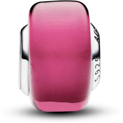 PANDORA Moments mini-charm de cristal de Murano rosa en plata de primera ley, compatible con pulseras Moments, PANDORA Moments mini-charm de cristal de Murano rosa en plata de primera ley, compatible con pulseras Moments,
