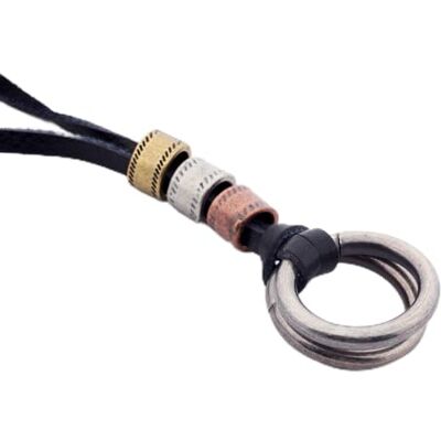 DonDon Collar de Cuero con Diferentes Colgantes para Hombre en una Bolsa de joyería Negra DonDon Collar de Cuero con Diferentes Colgantes para Hombre en una Bolsa de joyería Negra