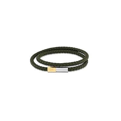 Calvin INDUSTRIAL FACETS Collection Pulsera para hombre con piel trenzada de doble envoltura color verde, talla única, Cuero, No es una piedra preciosa Calvin INDUSTRIAL FACETS Collection Pulsera para hombre con piel trenzada de doble envoltura color verde, talla única, Cuero, No es una piedra preciosa