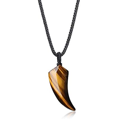 COAI Collar con Colgante Amuleto de Protección Diente de Lobo de Piedra Semipreciosa Natural COAI Collar con Colgante Amuleto de Protección Diente de Lobo de Piedra Semipreciosa Natural