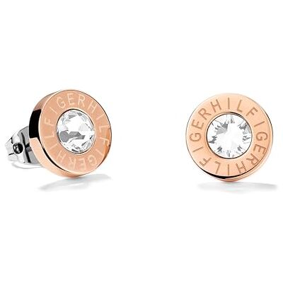 Tommy Hilfiger Jewelry Pendientes de Botón para Mujer en Oro Rosado con Cristales Tommy Hilfiger Jewelry Pendientes de Botón para Mujer en Oro Rosado con Cristales