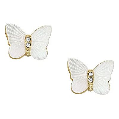 Fossil Pendientes de mujer de acero inoxidable dorado con cierre de botón Fossil Pendientes de mujer de acero inoxidable dorado con cierre de botón