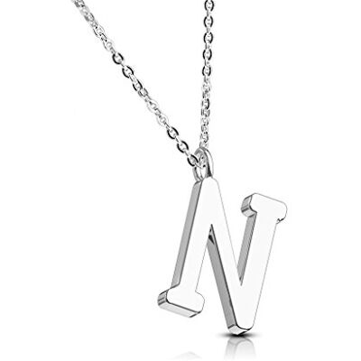 BlackAmazement Colgante de acero inoxidable 316L con cadena A – Z, letras del alfabeto, iniciales, oro rosa, plata, hombre y mujer, Acero inoxidable BlackAmazement Colgante de acero inoxidable 316L con cadena A – Z, letras del alfabeto, iniciales, oro rosa, plata, hombre y mujer, Acero inoxidable