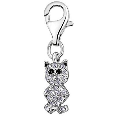 Quiges Charm con Cierre Plateado Gato Abalorios Joyería de Mujer Quiges Charm con Cierre Plateado Gato Abalorios Joyería de Mujer