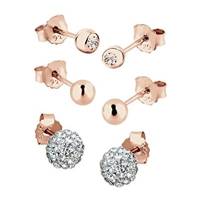 Elli Pendientes Tuerca chapados en oro cristal Elli Pendientes Tuerca chapados en oro cristal