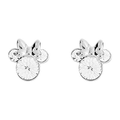 Disney Minnie Mouse Aretes de plata fina con piedra natal de abril Disney Minnie Mouse Aretes de plata fina con piedra natal de abril