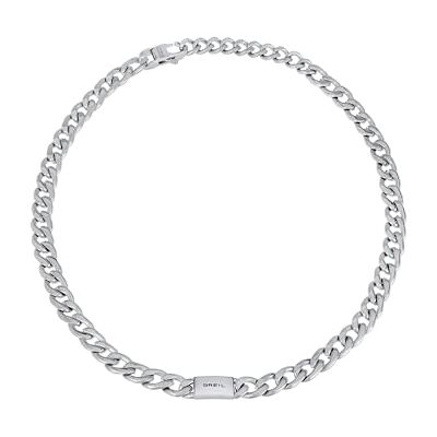 BREIL , Colección Logomania, Collar para hombre de acero espejado con cadena Groumette y logotipo, Práctico cierre de mosquetón, Ideas de regalos para hombres, Longitud ajustable 17-22 cm, Plata BREIL , Colección Logomania, Collar para hombre de acero espejado con cadena Groumette y logotipo, Práctico cierre de mosquetón, Ideas de regalos para hombres, Longitud ajustable 17-22 cm, Plata