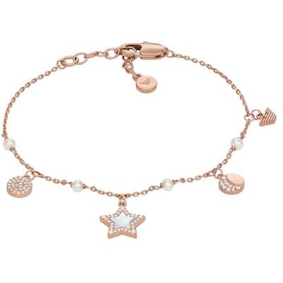 Giorgio Armani Pulsera de mujer de acero inoxidable o latón con cierre de langosta en tono oro rosa Giorgio Armani Pulsera de mujer de acero inoxidable o latón con cierre de langosta en tono oro rosa