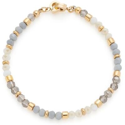 JEWELS BY LEONARDO Pulsera Clip & Mix Bernie de Acero Inoxidable Dorado, Perlas de Cristal talladas en Tonos Blancos y Grises, 19 cm de Longitud, Joyas de Regalo para Mujeres, JEWELS BY LEONARDO Pulsera Clip & Mix Bernie de Acero Inoxidable Dorado, Perlas de Cristal talladas en Tonos Blancos y Grises, 19 cm de Longitud, Joyas de Regalo para Mujeres,