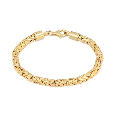 Kuzzoi Pulsera de plata de Buda para hombre, hecha a mano (5 mm) de plata 925 chapada en oro, pulsera real dorada para hombres, 26,3 g de peso, 0202152422 Kuzzoi Pulsera de plata de Buda para hombre, hecha a mano (5 mm) de plata 925 chapada en oro, pulsera real dorada para hombres, 26,3 g de peso, 0202152422