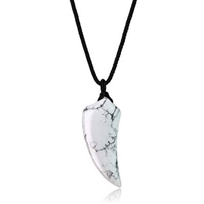 COAI Collar con Colgante Amuleto de Protección Diente de Lobo de Piedra Semipreciosa Natural COAI Collar con Colgante Amuleto de Protección Diente de Lobo de Piedra Semipreciosa Natural