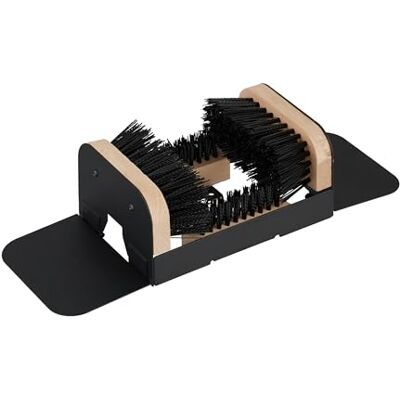 Relaxdays Rascador de Zapatos con cepillos en 3 Lados, Felpudo Exterior, cerdas Resistentes, Negro/Natural Relaxdays Rascador de Zapatos con cepillos en 3 Lados, Felpudo Exterior, cerdas Resistentes, Negro/Natural