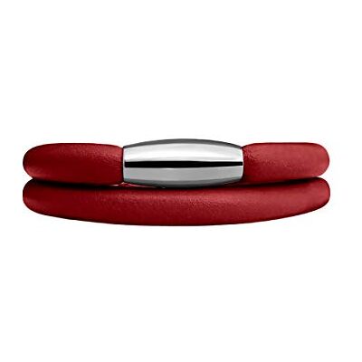 Quiges Pulsera enroscable doble para charms de piel roja con cierre magnético de acero inoxidable, Cuero Quiges Pulsera enroscable doble para charms de piel roja con cierre magnético de acero inoxidable, Cuero