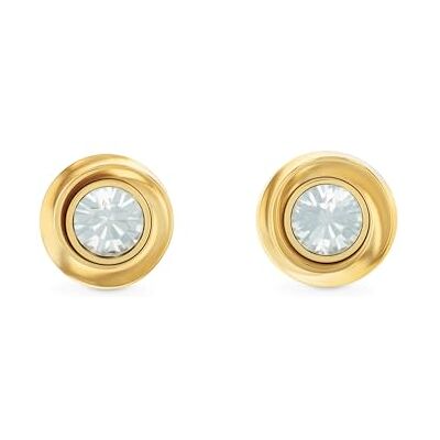 Calvin Pendientes de Botón para Mujer Colección TWISTED BEZEL SOLITAIRE en Oro Amarillo con Cristales , EARRINGS, Gold Calvin Pendientes de Botón para Mujer Colección TWISTED BEZEL SOLITAIRE en Oro Amarillo con Cristales , EARRINGS, Gold