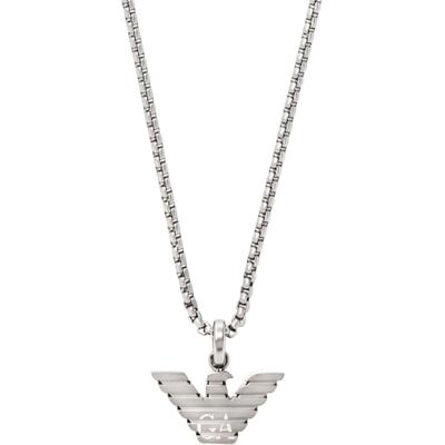 Giorgio Armani Collar colgante para hombre en acero inoxidable con cierre de langosta, Cromo Plata Giorgio Armani Collar colgante para hombre en acero inoxidable con cierre de langosta, Cromo Plata