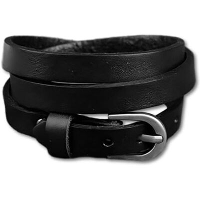 ZENSE Pulsera triple de cuero negro para hombre ZENSE Pulsera triple de cuero negro para hombre