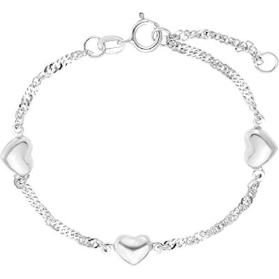 amor Pulsera de plata de ley 925 para niñas, color plata, viene en caja de regalo de joyería amor Pulsera de plata de ley 925 para niñas, color plata, viene en caja de regalo de joyería