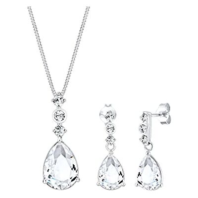 Elli Premium Juego de Joyas Juego de Joyas para Mujer Gotas con Cristales en Plata de Ley 925 Bañado en Oro Rosa Elli Premium Juego de Joyas Juego de Joyas para Mujer Gotas con Cristales en Plata de Ley 925 Bañado en Oro Rosa