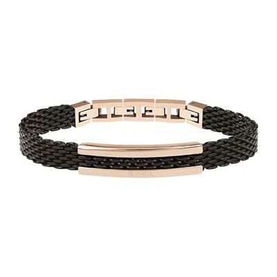 BREIL , Colección Snap, Pulsera de Hombre Elegante y Moderna, en Malla Milanesa IP Negra, con Placa de Acero Espejado IP Oro Rosa, Longitud Ajustable 17,5-21 cm, Negro-Oro Rosa BREIL , Colección Snap, Pulsera de Hombre Elegante y Moderna, en Malla Milanesa IP Negra, con Placa de Acero Espejado IP Oro Rosa, Longitud Ajustable 17,5-21 cm, Negro-Oro Rosa