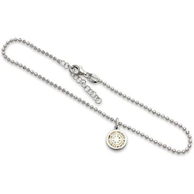 DUR Tobillera brújula de plata de ley 925 con acabado de arena, longitud: 22,5 + 3 cm, beige, , 22,5 cm + 3cm, Plata de ley, No es una piedra preciosa DUR Tobillera brújula de plata de ley 925 con acabado de arena, longitud: 22,5 + 3 cm, beige, , 22,5 cm + 3cm, Plata de ley, No es una piedra preciosa