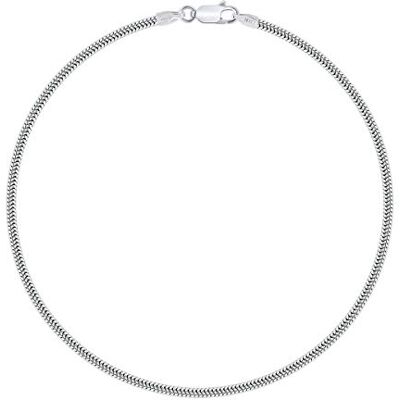 Planetys Tobillera de Plata de Ley 925 Rodiada Cadena Serpiente 2 mm de Ancho 23-24-25 cm de Longitud Planetys Tobillera de Plata de Ley 925 Rodiada Cadena Serpiente 2 mm de Ancho 23-24-25 cm de Longitud