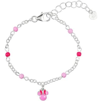 Disney Pulsera de plata de ley 925 con dije rosa de Minnie Mouse, talla única, Plata de ley, No es una piedra preciosa Disney Pulsera de plata de ley 925 con dije rosa de Minnie Mouse, talla única, Plata de ley, No es una piedra preciosa