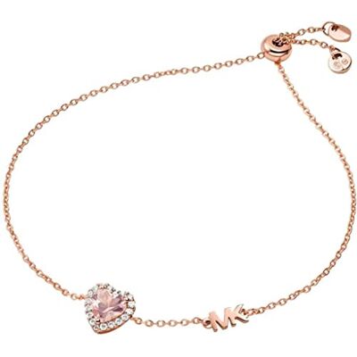 Michael Kors Pulsera para mujer de metal dorado rosa con piedras semipreciosas y cierre deslizante Michael Kors Pulsera para mujer de metal dorado rosa con piedras semipreciosas y cierre deslizante